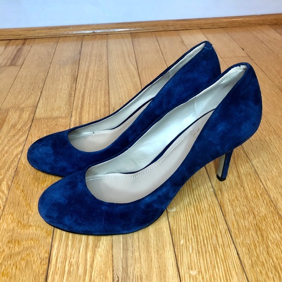 SOLD Vince Camuto Blue Suede Heels - Picture 1 of 5